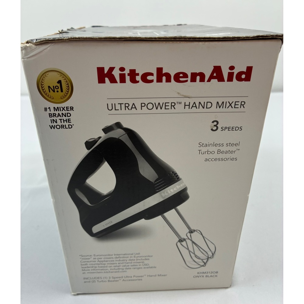 KitchenAid Hand Mixer Ultra Power 3 Speed Onyx Black KHM312OB New Open Box